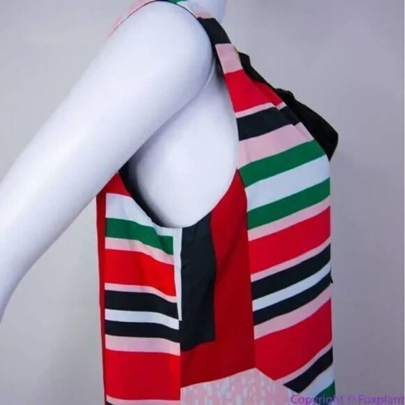 NEW SLNY floral print tie neck color block sleeveless dress, women's size 16W - Picture 11 of 16